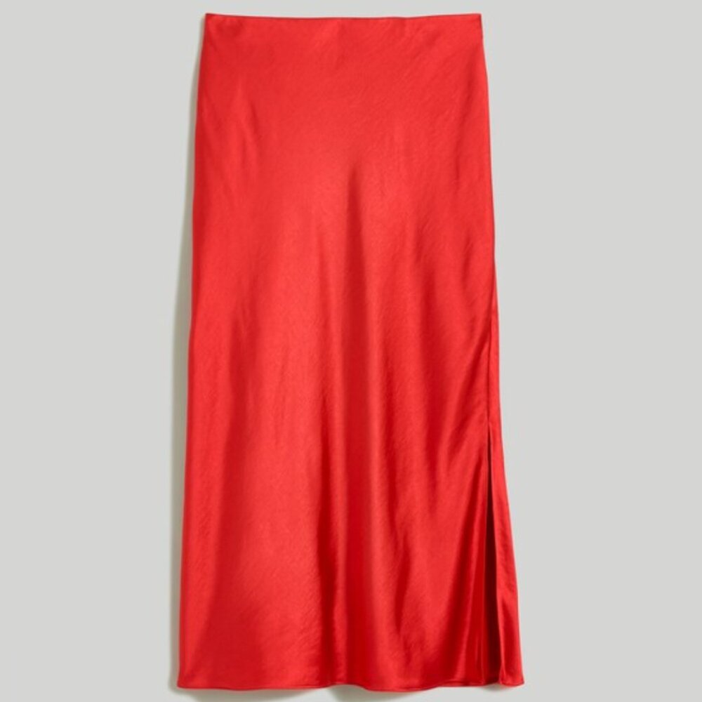Madewell NEW NWT Womens 6 Red Layton Midi Slip Skirt Satin Sz 4